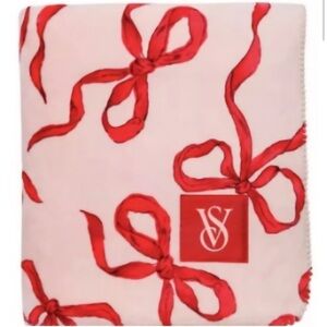 NWT-Victoria's Secret Pink and Red Bow Blanket